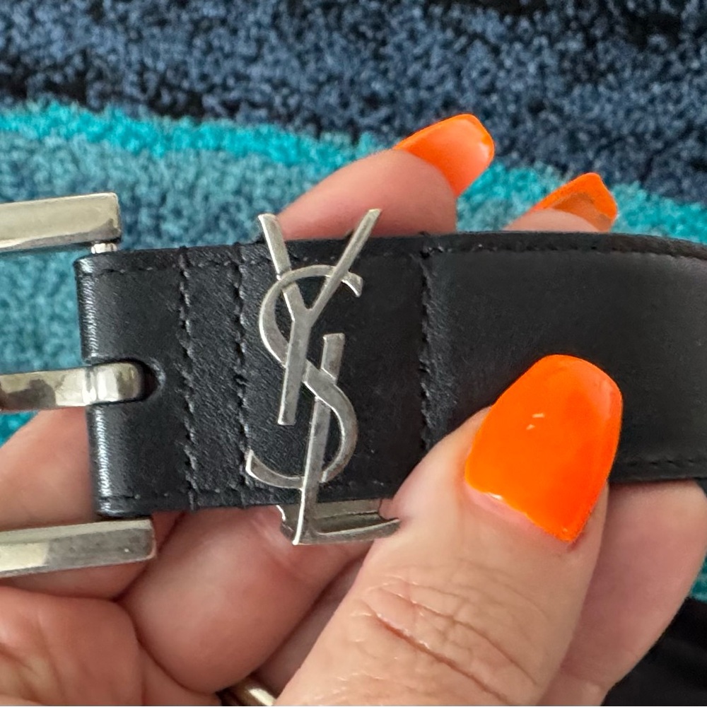 Yves Saint Laurent Black Leather Belt